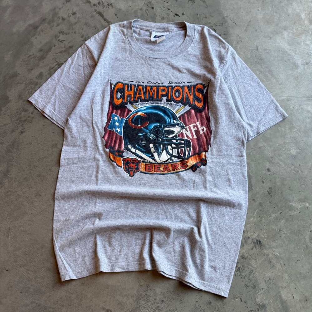 Vintage Chicago Bears T-Shirt 2001 Central Division Champions CSA Gray Mens L
